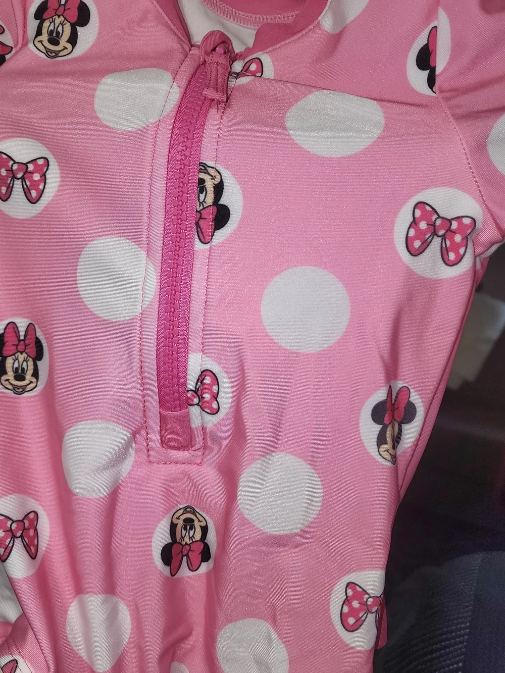 Disney Kids' Pink Minnie Mouse Polka Dot Long-Sleeve Swimsuit Sz 4T NWT